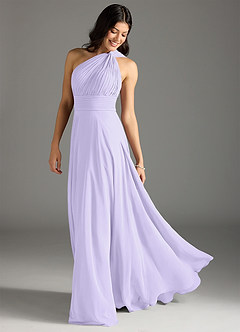 Azazie Charlize Robes de demoiselle d'honneur Robe Trapèze en Mousseline de soie Ue épaule Lilas image8