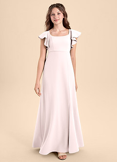 Azazie Bondi Junior Blushing Pink A-Line Side Slit Stretch Crepe Dress image1