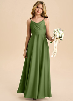 Azazie Bug Junior Juniper A-Line Pleated Stretch Satin Dress image6