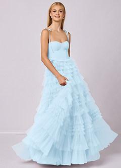 Barbie ♥ Azazie Bridesmaid Dresses Sky Blue A-Line Sweetheart Neckline Tulle Dress image3
