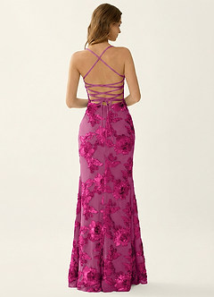 Kailani Fuchsia 3D Flowers Corset Mermaid Lace Up Back Prom Dress image2