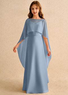 Azazie Fishie Junior Formal Flower Girl Dresses Dusty Blue A-Line Matte Satin Dress image5