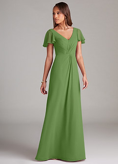Azazie Soren Bridesmaid Dresses Basil A-Line Ruched Chiffon Dress image4