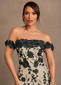 Azazie Lotta vestidos de madre de la novia Vestido de Negro Champán de Encaje de Corte Sirena con Vestidos sin tirantes image5