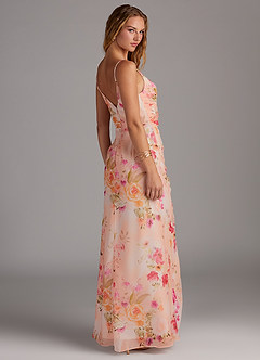Azazie Deandra Bridesmaid Dresses Abstract Bouquet Floral Mermaid Pleated Chiffon Dress image3