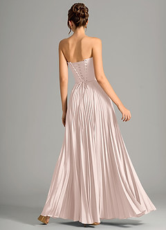 Azazie Saedra Bridesmaid Dresses Blushing Pink A-Line Corset Stretch Satin Dress image6