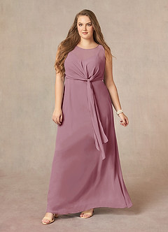 Azazie Marchioness Mother of the Bride Dresses Vintage Mauve A-Line Scoop Pleated Chiffon Dress image10