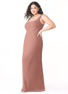 Azazie Flori Bridesmaid Dresses Cedar Rose Sheath Square Neckline Chiffon Dress image7