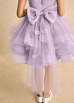 Azazie Tinie Flower Girl Dresses Frosted Lilac Ball-Gown Bow Tulle Dress image7