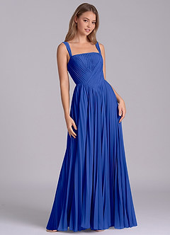 Azazie Mina Bridesmaid Dresses Royal Blue A-Line Pleated Chiffon Dress image5