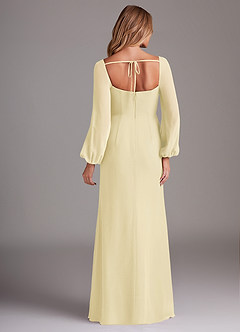 Azazie Charissa Bridesmaid Dresses Lemon Sorbet Sheath Long Sleeve Chiffon Dress image6