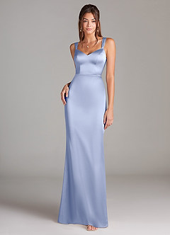 Azazie Denice Bridesmaid Dresses Ice Sheath Pleated Stretch Satin Dress image3
