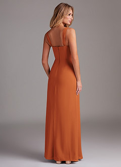 Azazie Denice Vestidos de damas de honor Vestido de Canela de Gasa de Corte Recto con Plisado image6