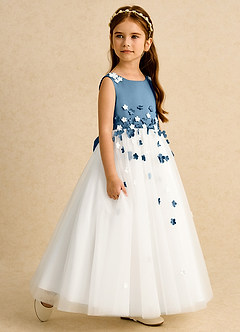 Azazie Eleni Flower Girl Dresses Ivory Bermuda Ball-Gown Bow Tulle Dress image6