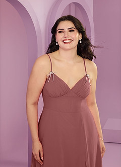 Barbie ♥ Azazie 신부 들러리 드레스 크리스탈 리본 V넥 A라인 드레스 image11