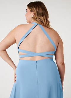 Azazie Clarice Bridesmaid Dresses Powder Blue A-Line Halter Chiffon Dress image10