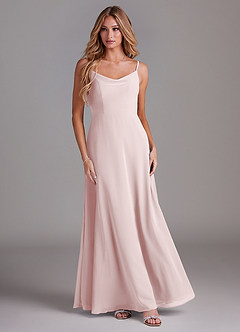 Azazie Daenerys Abiti da Damigella Abito A-Line in Chiffon con Scollo a Cappuccio Rosa Rossore image3