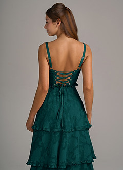 Azazie Romie Bridesmaid Dresses Pine A-Line Corset Floral Burnout Dress image6