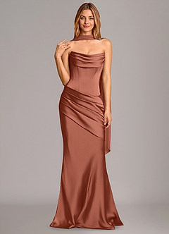 Azazie Pelagia Bridesmaid Dresses Auburn Mermaid Corset Stretch Satin Convertible Dress image3