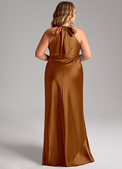 Azazie Doretta Bridesmaid Dresses Copper Mermaid Bow Metallic Satin Dress image13