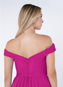 Azazie Audrianna Robes de demoiselle d'honneur Robe Trapèze Convertible en Mousseline de soie Schulterfrei gerafft Fuchsia image6