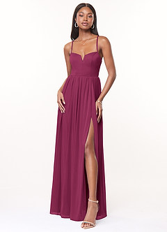 Azazie Marsol Bridesmaid Dresses Mulberry A-Line Corset Mesh Dress image1
