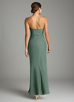 Azazie Saylor Vestidos de damas de honor Vestido de Eucalipto de Gasa de Corte Sirena con Sin tirantes image11