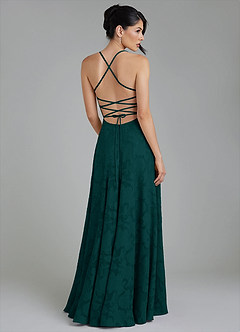 Azazie Tatum Robes de demoiselle d'honneur Robe Trapèze en Blumen-Burnout Corset Vert Pin image2