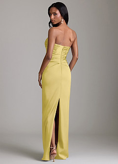 Azazie Sonora Vestidos de damas de honor Vestido de Canario de Satén Elástico de Corte Recto con Sin tirantes image7