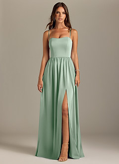 Azazie Calianna Bridesmaid Dresses Agave A-Line Off the Shoulder Stretch Satin Convertible Dress image9