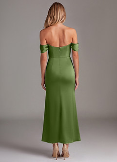 Azazie Saige Brautjungfernkleider Meerjungfrau-Linie Schulterfrei Stretch-Satin Kleid Wacholder image8