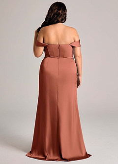 Azazie Johana Vestidos de damas de honor Vestido de Arcilla de Satén Elástico de Corte Sirena Convertible con Vestidos sin tirantes image11