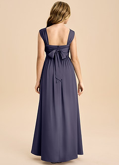 Azazie Hattie Junior Abito A-Line in Raso Elasticizzato Plissettato Stormy image2