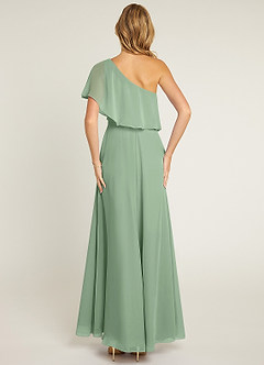 Azazie Lizzy Bridesmaid Dresses Matcha A-Line One Shoulder Chiffon Dress image2