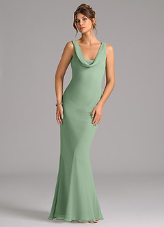 Azazie Rylina Bridesmaid Dresses Matcha Mermaid Pleated Chiffon Dress image1