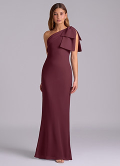 Azazie Yuanna Bridesmaid Dresses Cabernet Mermaid One Shoulder Chiffon Dress image5