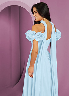 Barbie ♥ Azazie Bridesmaid Dresses Sky Blue A-Line Off the Shoulder Chiffon Convertible Dress image7