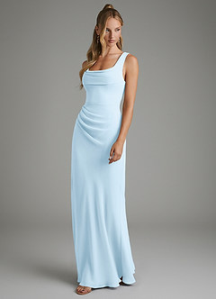 Azazie Asa Bridesmaid Dresses Sky Blue Sheath Corset Chiffon Dress image5