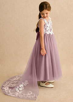 Azazie Mixie Jurken voor bloemenmeisjes Baljurk Jurk van Kant Stoffige Roos image3