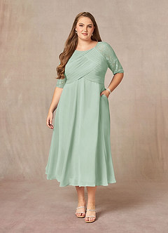Azazie Dorothea Mother of the Bride Dresses Agave A-Line Scoop lace Chiffon Dress image5