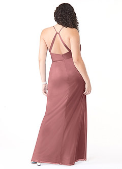 Azazie Kalea Final Sale Desert Rose Mermaid Pleated Mesh Dress image8