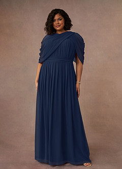 Azazie Olena Mother of the Bride Dresses Dark Navy A-Line Sequins Chiffon Dress image7