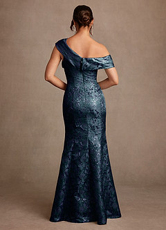 Azazie Zephyra vestidos de madre de la novia Vestido de Azul Marino Oscuro de Jacquard de Corte Sirena con Vestidos sin tirantes image2