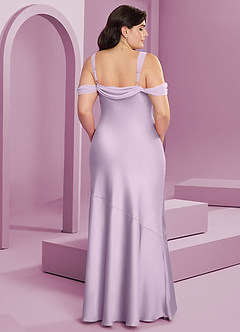 Barbie ♥ Azazie Bridesmaid Dresses Frosted Lilac Sheath Pleated Stretch Satin Dress image15