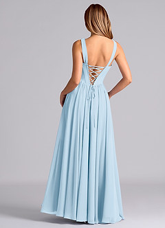Azazie Delmie Final Sale Sky Blue A-Line Corset Chiffon Dress image6