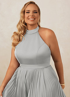 Christian Siriano Bridal for Azazie 1007 Brautjungfernkleider A-Linie Plissee Stretch-Satin Kleid Silber image14