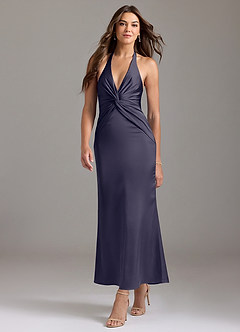 Azazie Valerie Bridesmaid Dresses Stormy Mermaid Pleated Stretch Satin Dress image3