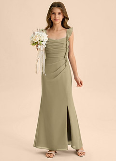 Azazie Jessamine Junior Moss Green Mermaid Sweetheart Neckline Chiffon Dress image1