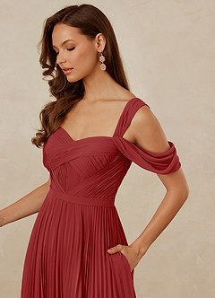 Christian Siriano Bridal for Azazie 1013 Bridesmaid Dresses Rust A-Line Off the Shoulder Chiffon Dress image6
