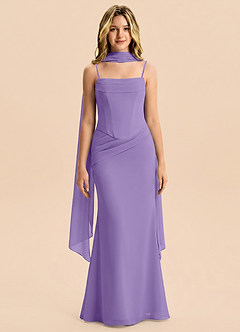 Azazie Sorrel Junior Meerjungfrau-Linie Plissee Chiffon Kleid Tahiti image1